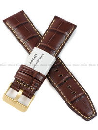Pasek skórzany do zegarka - Rochet Indiana 5590803 - 22 mm - Brązowy beżowe przyszycie
