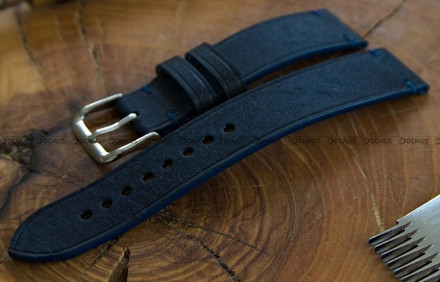 Pasek skórzany ręcznie robiony A. Kucharski Leather - Badalassi Carlo Pueblo Simple - navy/navy 16 mm