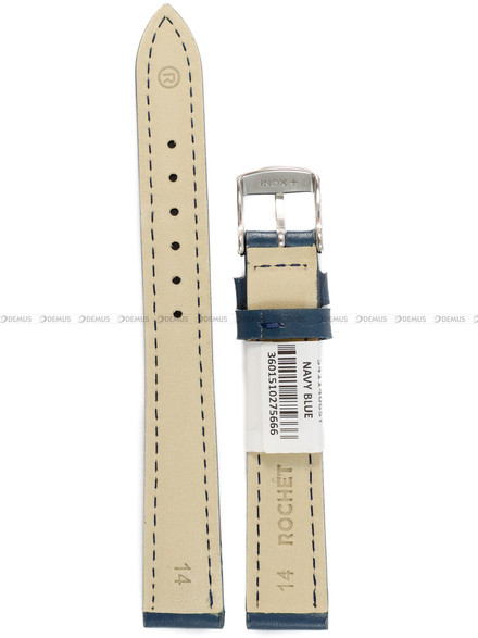 Pasek skórzany do zegarka - Rochet Miami 5411406ST - 14 mm - Niebieski