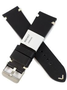 Pasek skórzany do zegarka - Rochet Harrison 7442401ST13 - 24 mm - Czarny