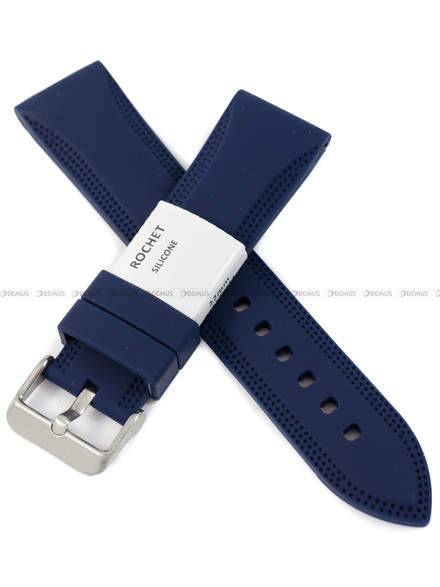 Pasek silikonowy do zegarka - Rochet Birdy 8392206ST - 22 mm - Niebieski