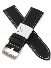 Pasek skórzany do zegarka - Rochet Aviator 5522401 - 24 mm - Czarny beżowe przyszycie