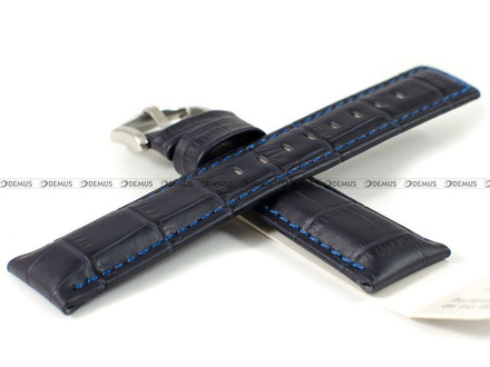 Pasek skórzany do zegarka - Hirsch Grand Duke 02528080-2-22 - 22 mm granatowy