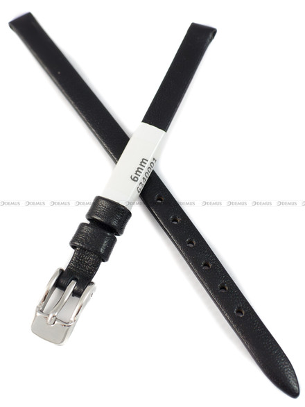 Pasek skórzany do zegarka - Rochet Trendy 6340001 - 6 mm - Czarny