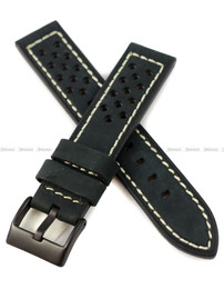 Pasek skórzany do zegarka - Horido 9618.01.20S - biała nić - 20 mm