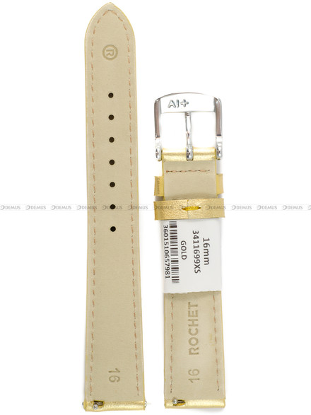 Pasek skórzany do zegarka - Rochet New York by Night 3411699XS - 16 mm - Złoty