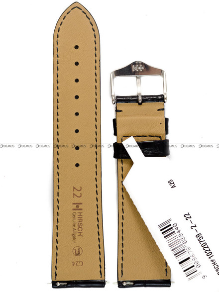 Pasek skórzany z aligatora do zegarka - Hirsch Genuine Alligator 10220759-2-22 - 22 mm
