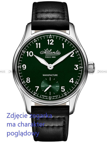 Pasek skórzany do zegarka Atlantic z serii 52952 - 21 mm - Czarny - Zapięcie motylkowe