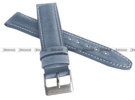 Pasek skórzany do zegarka - LAVVU LSKUJ22 - 22 mm niebieski