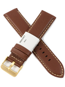 Pasek skórzany do zegarka - Rochet Aviator 5520803 - 22 mm - Brązowy beżowe przyszycie