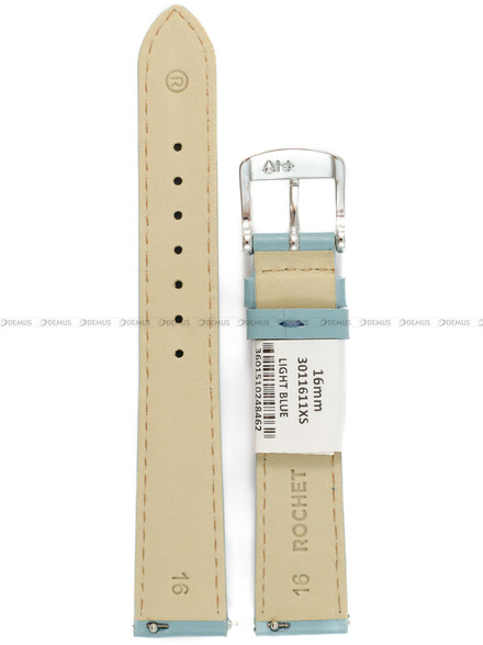 Pasek skórzany do zegarka - Rochet New York 3011611XS - 16 mm - Niebieski