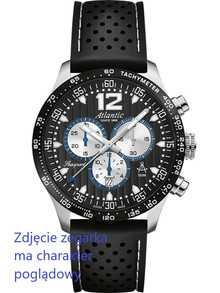 Pasek Poliuretanowy do zegarka Atlantic z serii 87464 - PU-87464-BK/WS-22S - 22 mm