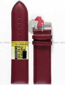 Pasek skórzany do zegarka - Diloy 302.24.4 - 24mm bordowy