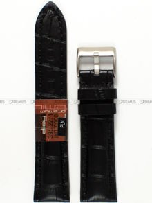 Pasek skórzany do zegarka - Diloy 395.22.1 - 22 mm czarny