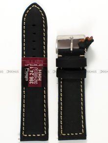 Pasek skórzany do zegarka - Diloy 396.24.1 - 24 mm czarny