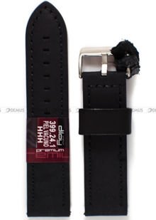 Pasek skórzany do zegarka - Diloy 399.24.1 - 24 mm czarny