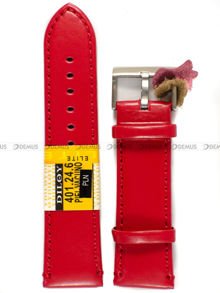 Pasek skórzany do zegarka - Diloy 401.24.6 - 24 mm czerwony