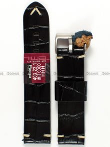 Pasek skórzany do zegarka - Diloy 403.22.1 - 22 mm czarny