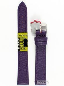Pasek skórzany do zegarka - Diloy P178.16.18 - 16 mm fioletowy