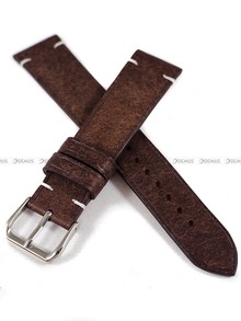 Pasek skórzany ręcznie robiony A. Kucharski Leather - Badalassi Carlo Pueblo Simple - Chocolate/White - 20 mm