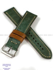 Pasek skórzany ręcznie robiony A. Kucharski Leather - Conceria Il Ponte Maya Double - darkgreen/camel 18 mm