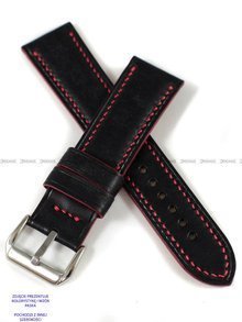 Pasek skórzany ręcznie robiony A. Kucharski Leather - Conceria Il Ponte Maya - black/red 30 mm