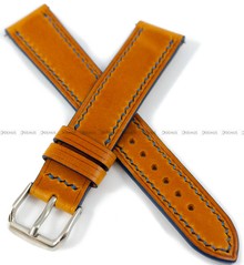 Pasek skórzany ręcznie robiony A. Kucharski Leather - Conceria Il Ponte Wax - pumpkin/navy 18 mm