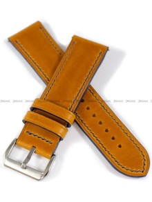 Pasek skórzany ręcznie robiony A. Kucharski Leather - Conceria Il Ponte Wax - pumpkin/navy 24 mm