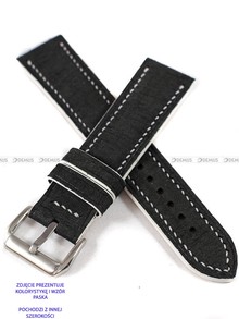 Pasek skórzany ręcznie robiony A. Kucharski Leather - Grattamacco - Black/White - 16 mm