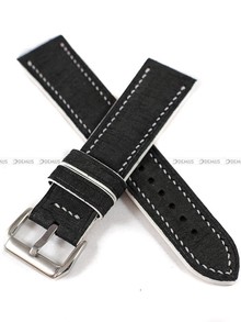 Pasek skórzany ręcznie robiony A. Kucharski Leather - Grattamacco - Black/White - 22 mm