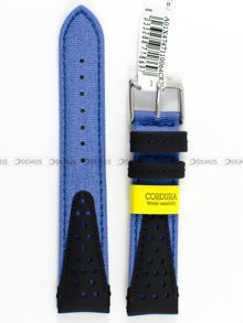 Pasek wodoodporny skórzano-nylonowy do zegarka - Morellato X4747110064 - 20 mm czarny niebieski
