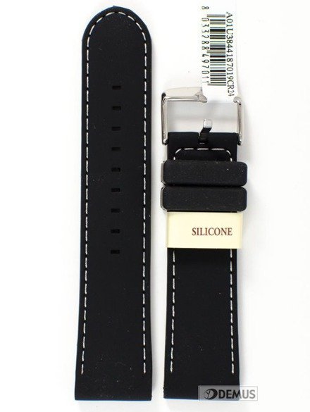 Pasek do zegarka silikonowy - Morellato U3844187019 24 mm czarny