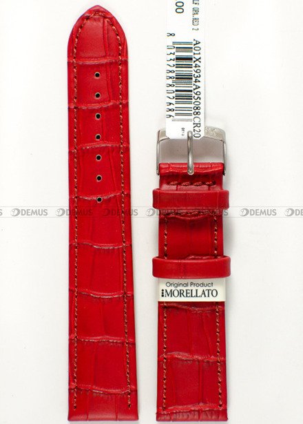 Pasek do zegarka skórzany - Morellato A01X4934A95088CR20 20 mm czerwony