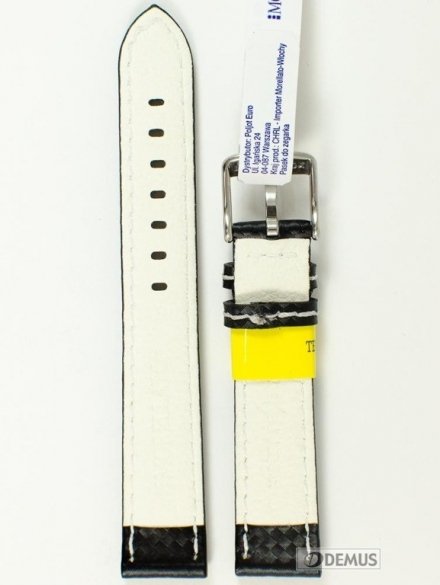 Pasek do zegarka wodoodporny karbonowy - Morellato U3586977817 18mm czarny