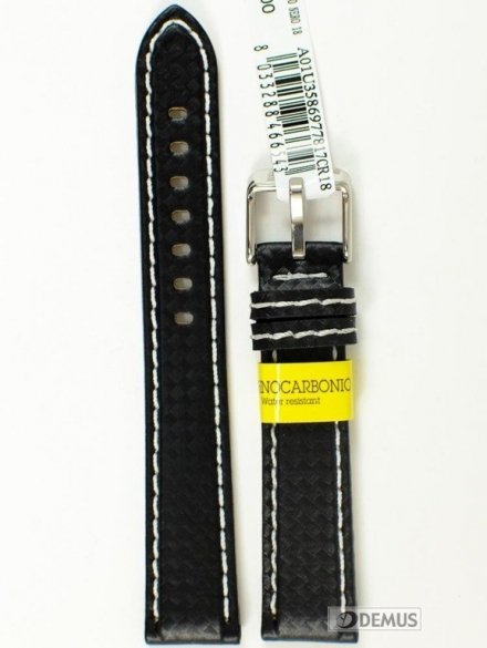 Pasek do zegarka wodoodporny karbonowy - Morellato U3586977817 18mm czarny