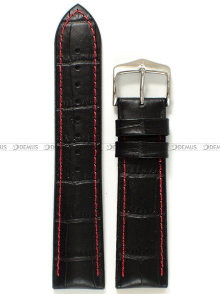Pasek skórzano-kauczukowy do zegarka - Hirsch George 0925128052-2-22 - 22 mm czarny