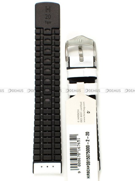 Pasek skórzano-kauczukowy do zegarka - Hirsch Tiger 0915075000-2-20 - 20 mm biały