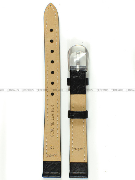 Pasek skórzany do zegarka Bisset - BS-156 - 12 mm - XL czarny