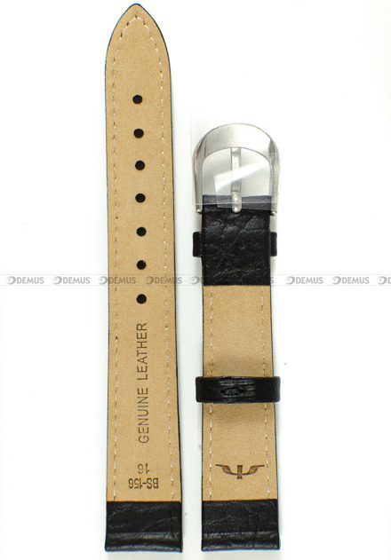 Pasek skórzany do zegarka Bisset - BS-156 - 16 mm - XL czarny