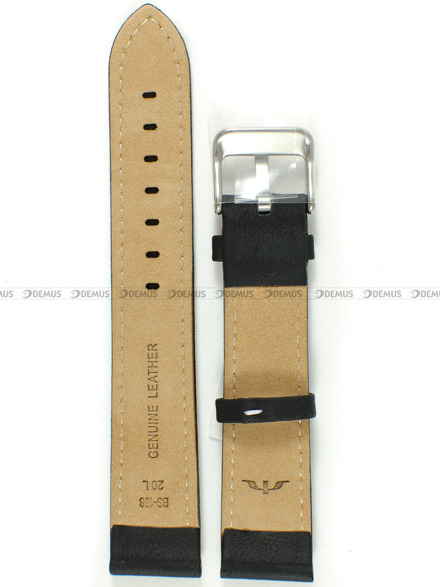 Pasek skórzany do zegarka Bisset BS-158 - 20 mm - XL czarny