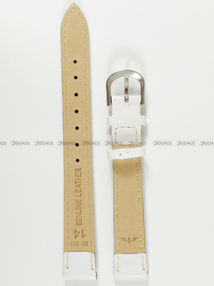 Pasek skórzany do zegarka Bisset - BS-207 - 14 mm biały
