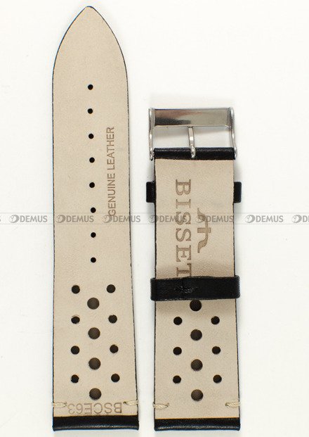 Pasek skórzany do zegarka Bisset BSCE63 - ABP/E63-Black - 24 mm czarny
