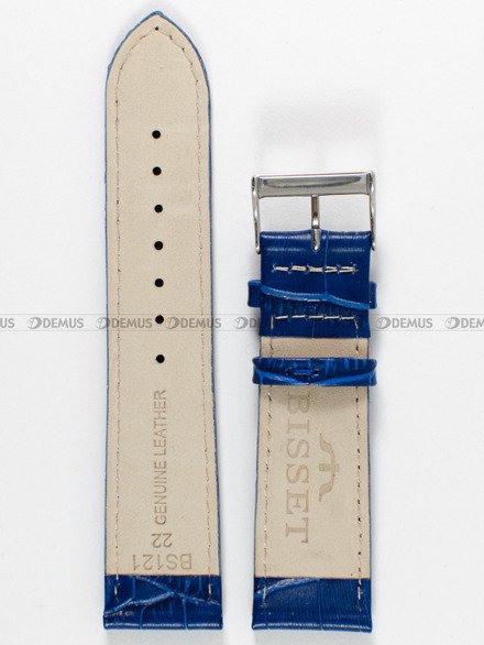 Pasek skórzany do zegarka Bisset - PB15.22.5 - 22 mm niebieski
