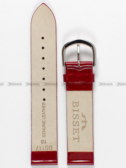 Pasek skórzany do zegarka Bisset - PB44.18.4 - 18 mm czerwony