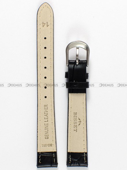 Pasek skórzany do zegarka Bisset - PB48.14.1 - 14 mm czarny
