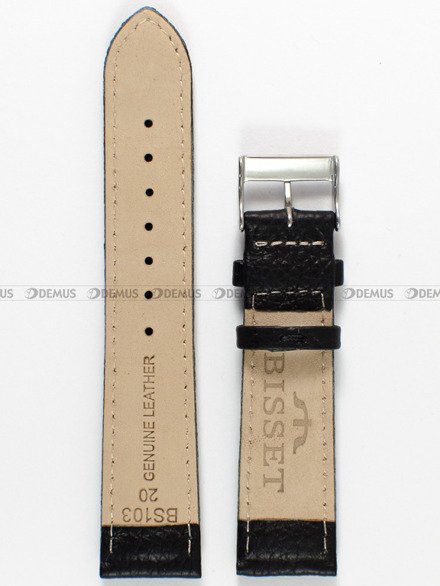 Pasek skórzany do zegarka Bisset - PB53.20.1.7 - 20 mm czarny