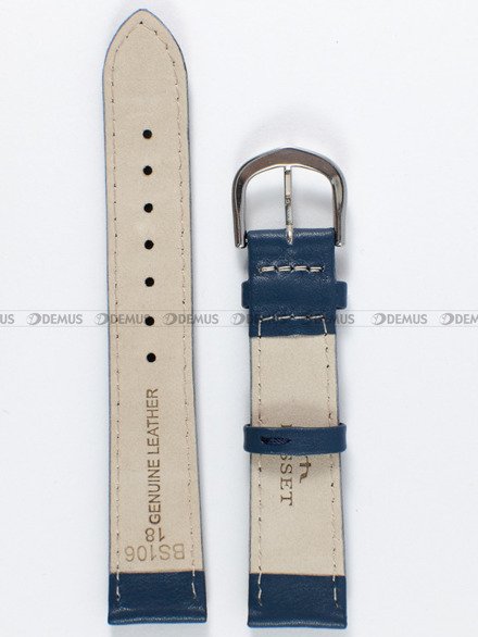 Pasek skórzany do zegarka Bisset - PB69.18.5 - 18 mm niebieski