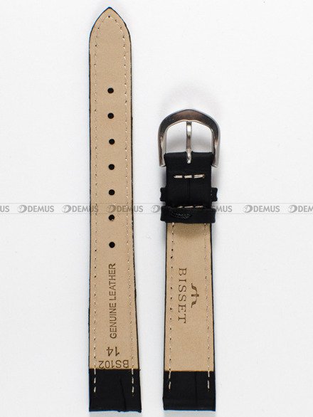 Pasek skórzany do zegarka Bisset - PB78.14.1 - 14 mm czarny
