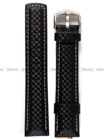 Pasek skórzany do zegarka - Carbon XL 02592250-2-22 - 22 mm czarny