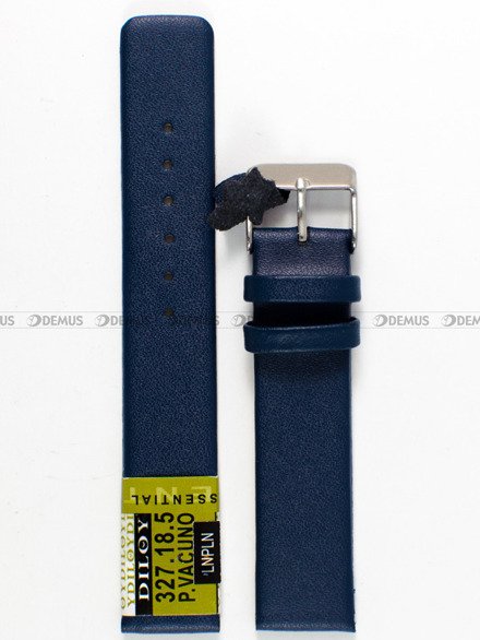 Pasek skórzany do zegarka - Diloy 327.18.5 - 18mm niebieski